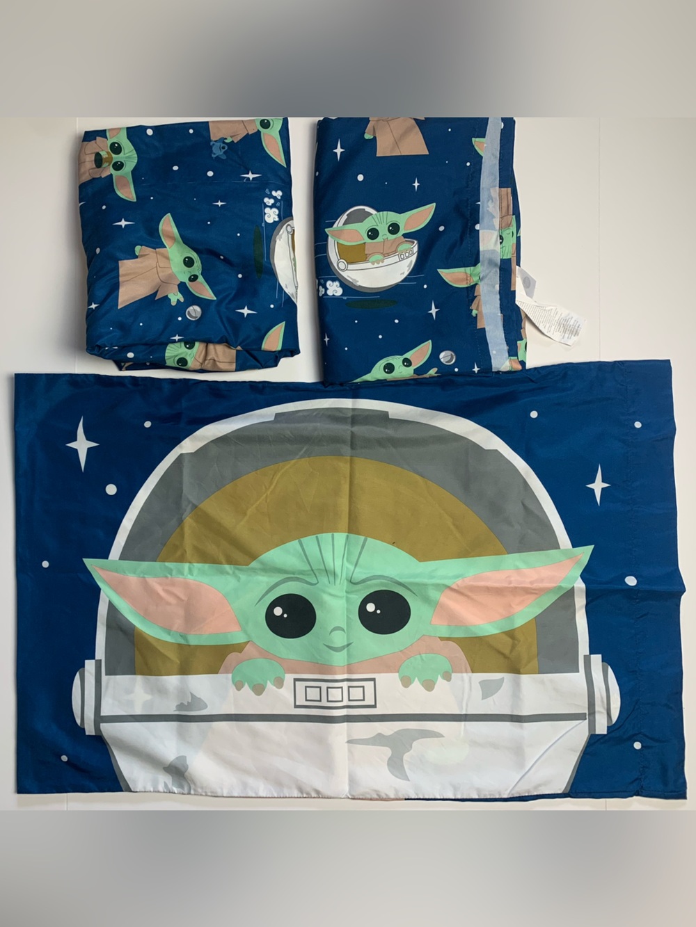 Star Wars The Mandalorian Grogu The Child Twin Sheet Set Bedding Blue 3 Piece